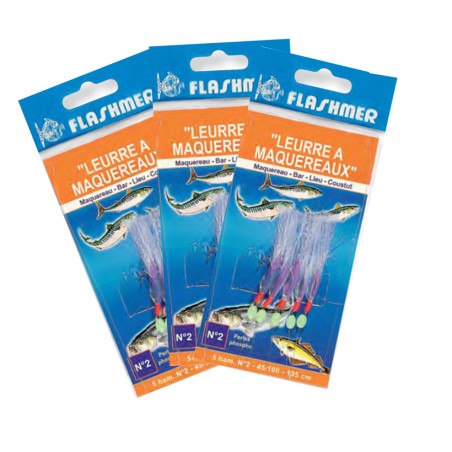 Lot de 3 sachets de 3 Leurres à Maquereaux Flashmer