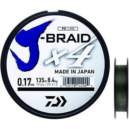 Tresse Daiwa J Braid X 4 brins Vert  | 450M