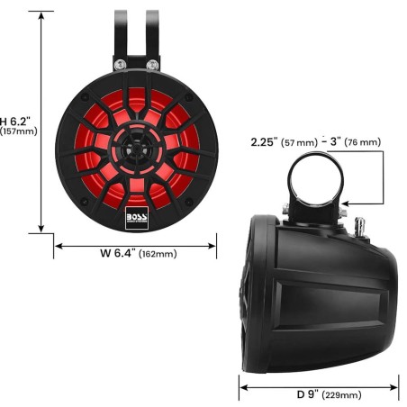 Haut-Parleurs tour de Wake Boss Marine MP-WT60RGB LED