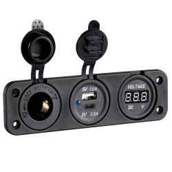 Multiple prise Osculati Voltmètre numérique prise USB et USB C prise allume-cigare