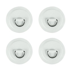 Pack 4 anneaux inox D-Ring avec patch Blanc