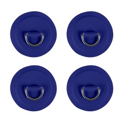 Pack 4 anneaux inox D-Ring avec patch Bleu Royal