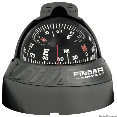 Compas Finder Noir à encastrer avec éclairage Ø rose : 67 mm Inclinaison Max 30°