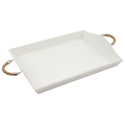 Plateau en bois Décomarine avec anses cordage chanvre 39 x 28 cm