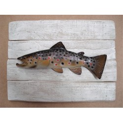 Sculpture Truite Fario sur Cadre